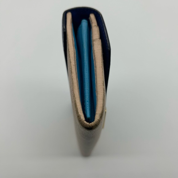 Fendi long leather wallet continental blue and beige - Picture 8 of 10